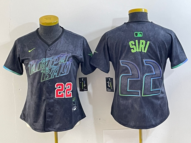 Women Tampa Bay Rays #22 Jose Siri Charcoal 2024 City Connect Limited Stitched Baseball Jersey 2