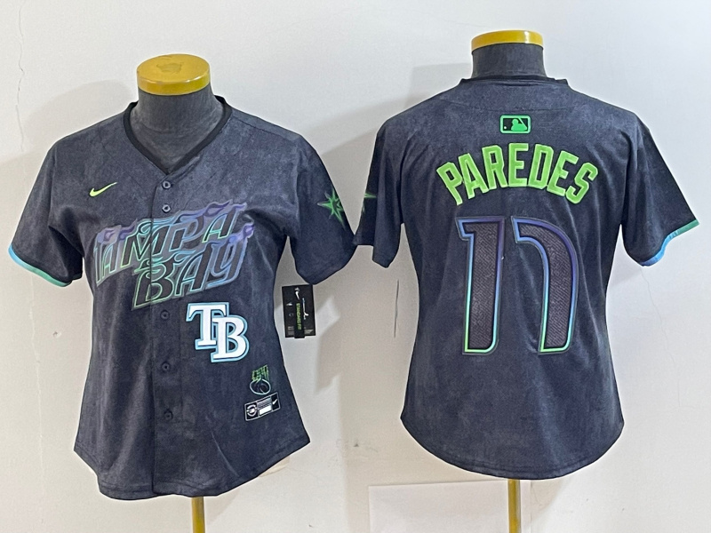 Women's Tampa Bay Rays #17 Isaac Paredes Charcoal 2024 City Connect Limited Stitched Baseball Jersey 3