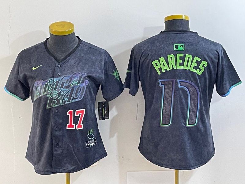 Women's Tampa Bay Rays #17 Isaac Paredes Charcoal 2024 City Connect Limited Stitched Baseball Jersey 1