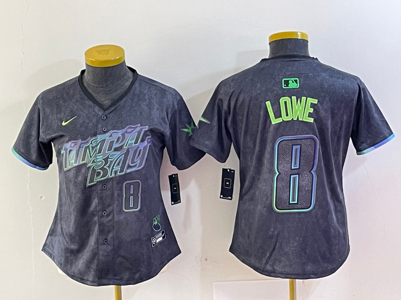 Women's Tampa Bay Rays #8 Brandon Lowe Charcoal 2024 City Connect Limited Stitched Baseball Jerseys 5