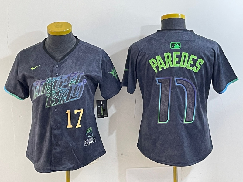 Women's Tampa Bay Rays #17 Isaac Paredes Charcoal 2024 City Connect Limited Stitched Baseball Jersey