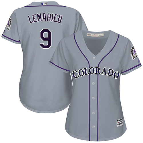 Rockies #9 DJ LeMahieu Grey Road Women's Stitched MLB Jersey