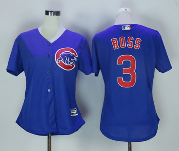 Cubs 3 David Ross Blue Women New Cool Base Jersey