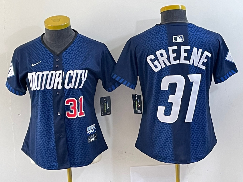 Women Detroit Tigers #31 Riley Greene 2024 Navy City Connect Cool Base Limited Stitched jerseys 3