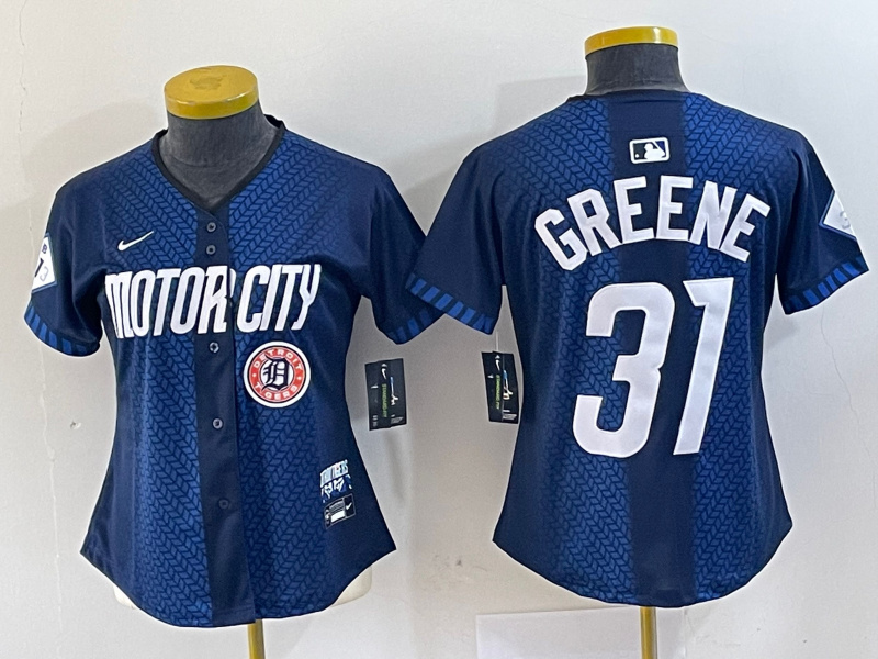 Women Detroit Tigers #31 Riley Greene 2024 Navy City Connect Cool Base Limited Stitched jerseys 2