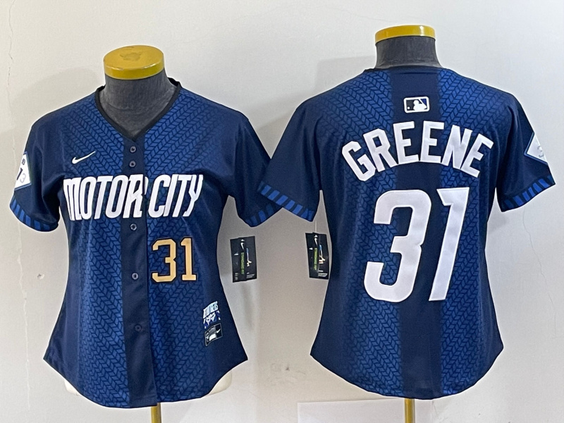 Women Detroit Tigers #31 Riley Greene 2024 Navy City Connect Cool Base Limited Stitched jerseys