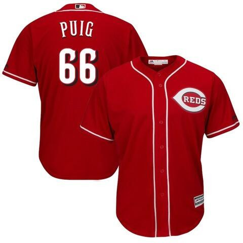 Reds 66 Yasiel Puig Red Cool Base Jersey