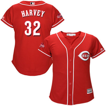 Reds #32 Matt Harvey Red Alternate Women's Stitched Baseball Jersey