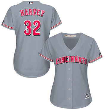 Reds #32 Matt Harvey Grey Road Women's Stitched Baseball Jersey