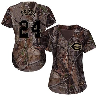 Reds #24 Tony Perez Camo Realtree Collection Cool Base Women's Stitched Baseball Jersey