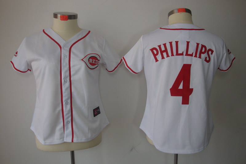 Women Cincinnati Reds 4 Phillips white Jerseys