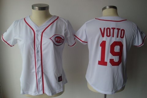 cincinnati reds 19 votto white women jerseys