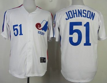 Montreal Expos #51 Randy Johnson White Mitchell And Ness Throwback Baseball Jersey