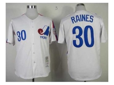 mlb jerseys montreal expos #30 tim raines m&n white