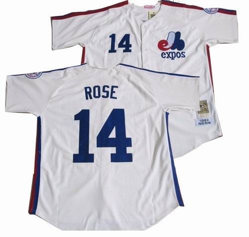 montreal expos 14 pete rose mitchell & ness jerseys white jerseys