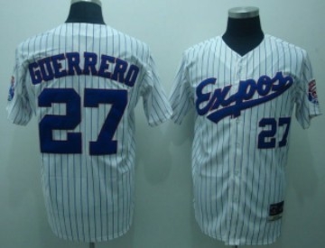 montreal expos 27 guerrero white pinstripe throwback jersey