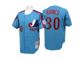 mitchell and ness montreal expos 30 tim raines blue jersey