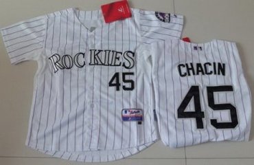 Kids Colorade Rockies #45 Chacin White MLB Jerseys