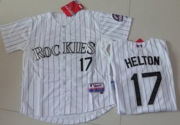 Kids Colorado Rockies 17 Helton White MLB Jerseys