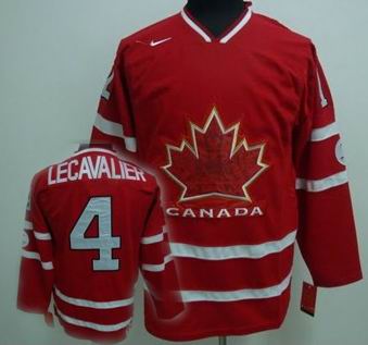 Ice Hockey 2010 OLYMPIC Team Canada 4 LECAVALIER Red jersey