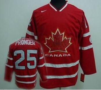 Ice Hockey 2010 OLYMPIC Team Canada 25 PRONGER red jersey