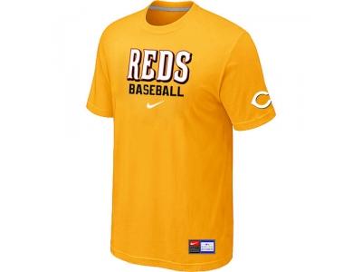 Cincinnati Reds Yellow NEW Short Sleeve Practice T-Shirt