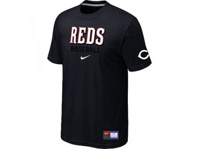 Cincinnati Reds Black NEW Short Sleeve Practice T-Shirt