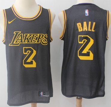 Nike Lakers #2 Lonzo Ball Black NBA Swingman City Edition Jersey