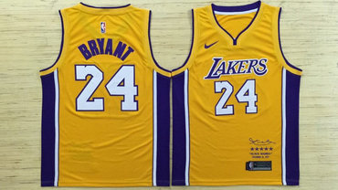 Lakers 24 Kobe Bryant Yellow Black Mamba Nike Swingman Jersey