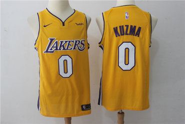 Nike Lakers 0 Kyle Kuzma Yellow Nike Swingman Jersey