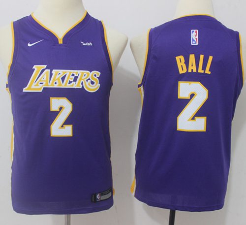 Nike Lakers #2 Lonzo Ball Purple Statement Edition Youth NBA Swingman Jersey