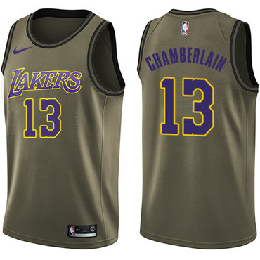 Nike Lakers #13 Wilt Chamberlain Green Salute to Service NBA Swingman Jersey