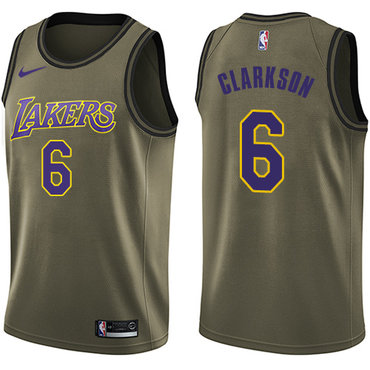 Nike Lakers #6 Jordan Clarkson Green Salute to Service NBA Swingman Jersey