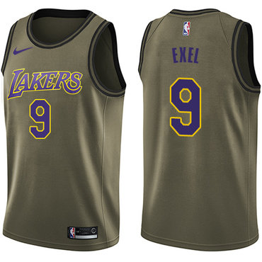 Nike Lakers #9 Nick Van Exel Green Salute to Service NBA Swingman Jersey