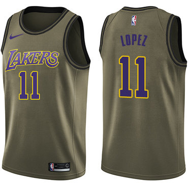 Nike Lakers #11 Brook Lopez Green Salute to Service NBA Swingman Jersey