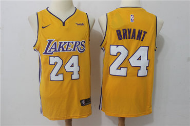 Lakers 24 Kobe Bryant Yellow Nike Swingman Jersey