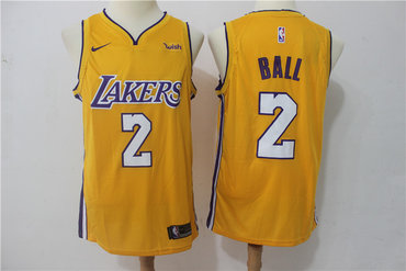 Lakers 2 Lonzo Ball Yellow Nike Swingman Jersey