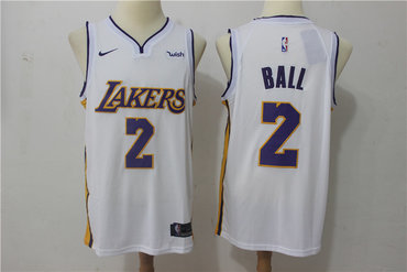 Lakers 2 Lonzo Ball White Nike Swingman Jersey