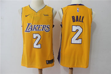 Lakers 2 Lonzo Ball Yellow Nike Jersey