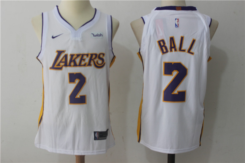 Lakers 2 Lonzo Ball White Nike Jersey