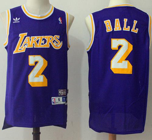 Lakers #2 Lonzo Ball Purple Throwback Stitched NBA Jersey