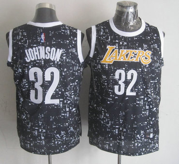 Lakers 32 Magic Johnson Black City Luminous Jersey