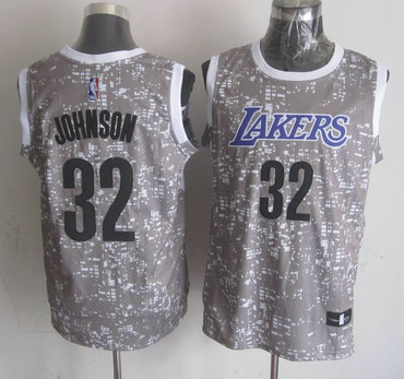 Lakers 32 Magic Johnson Gray City Luminous Jersey