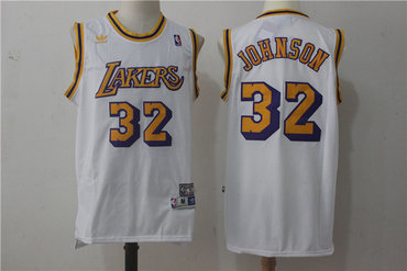 Lakers 32 Magic Johnson White Hardwood Classic Jersey