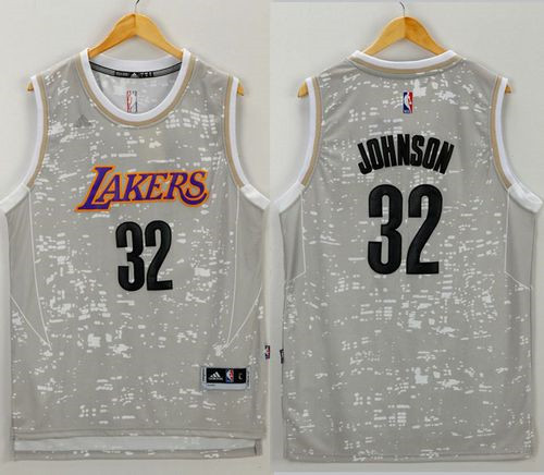 Los Angeles Lakers #32 Magic Johnson Grey City Light Stitched NBA Jersey