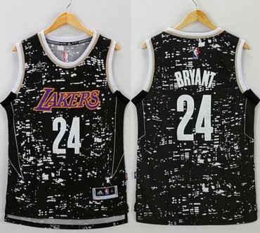 Los Angeles Lakers #24 Kobe Bryant Black City Light Stitched NBA Jersey