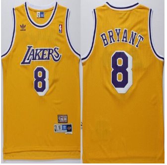 Los Angeles Lakers #8 Kobe Bryant Gold Throwback Stitched NBA Jersey