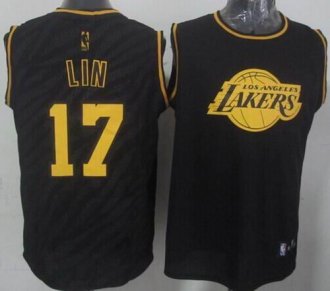 Los Angeles Lakers #17 Jeremy Lin Black Precious Metals Fashion Stitched NBA Jersey