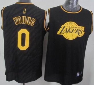 Los Angeles Lakers #0 Nick Young Black Precious Metals Fashion Stitched NBA Jersey