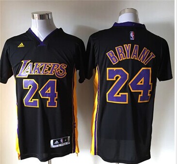 Revolution 30 Lakers #24 Kobe Bryant Black(Purple NO.) Stitched NBA Jersey